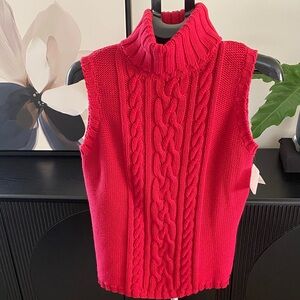 Vintage 90’s Red Cable Knit Turtleneck Sweater Vest